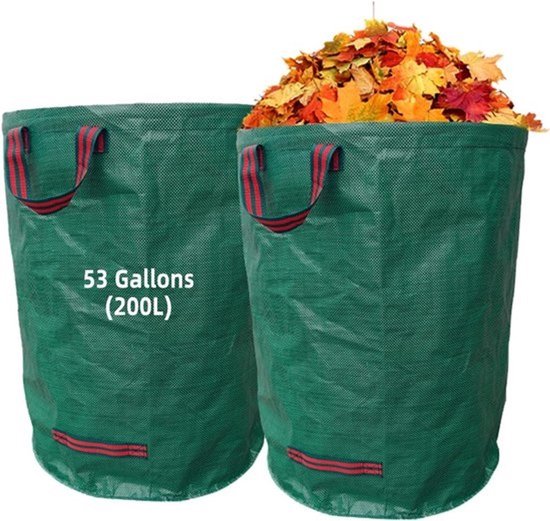 2x 200L Herbruikbare Groencontainer Zakken - Waterdicht en Inklapbaar voor Tuinafval, Bladeren en Gras