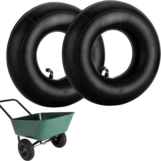 2x Binnenband 4.10/3.50-4 voor Kruiwagen, Grasmaaier en Handkar - Met Gebogen TR-87 Ventiel