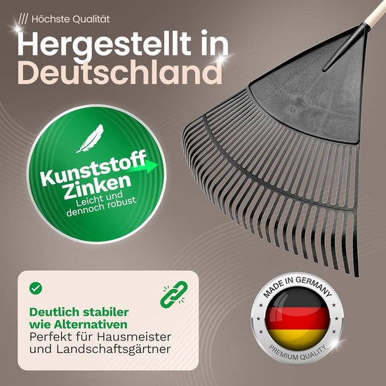 2x Bladharken met 4-delige steek- en schroefstelen, bladveger met 30 kunststof tanden, harkwerkbreedte 75 cm, bladhark, tuinbezem, gazonhark, hark, tuinbezem, tuingereedschap zwart van Merkloos	