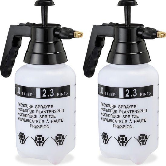 2x drukspruit 1 l - plantenspuit - onkruidspuit - druksproeier - handspuit tuin