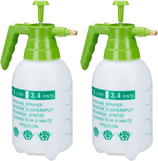 2x drukspuit 1,5 liter - hogedruk plantenspuit - druksproeier - plantensproeier van Merkloos	