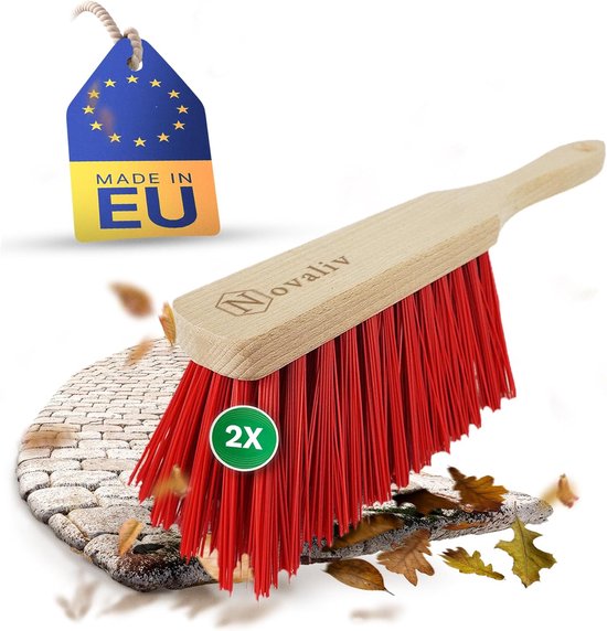 2X ELASTON Handbezem Buitenhandbezem Houten veegmop Industriële handbezem Auto sneeuwbezem Houten handborstel Handbezem Grof Handbezem Campingbezem Luifel Tapijt Caravan Veegmachine Straat van Merkloos	