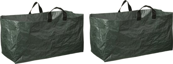 2x Groene vierkante kofferbak tuinafval/afvalzakken opvouwbaar 225 liter - Tuinafvalzakken - Tuin schoonmaken/opruimen - Tuinonderhoud van Merkloos	