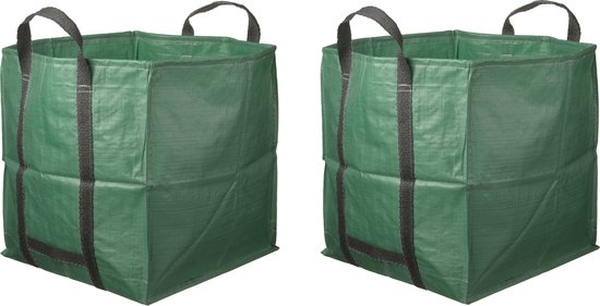 2x Groene vierkante tuinafvalzakken opvouwbaar 324 liter - Tuinafvalzakken - Tuin schoonmaken/opruimen - Tuinonderhoud van Merkloos	