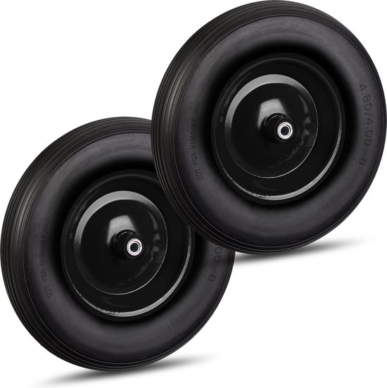 2x kruiwagenwiel anti lek - 4.80 4.00-8 - adapters - stalen velg - reservewiel van Merkloos	