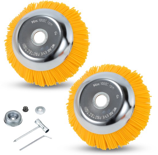 2X Onkruidborstel 8 inch 25,4 x 200 mm bosmaaier nylonborstel onkruid tuin van Merkloos	