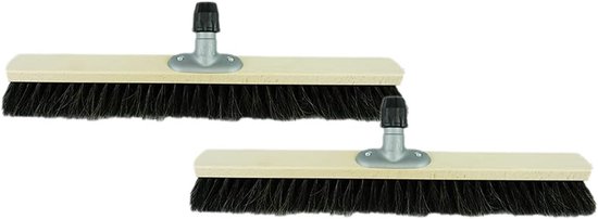 2x paardenhaar bezems 50 cm bezemkop I bezem zonder steel I paardenhaar zwart I halbezem brede veegbezem huishoudbezem werkplaatsbezem balkon