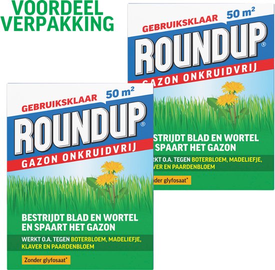 2x ROUNDUP® Gazon Onkruidvrij Korrels 1 kg – Bundel voor 100 m² – Tegen Onkruid in Gazon – Zonder Glyfosaat