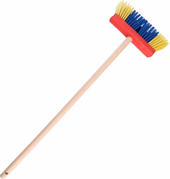 2x stuks binnen kinderbezems zacht blauw/geel met steel - Schoonmaakartikelen/Kamerbezems - 70 cm van Amiguitos