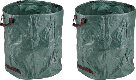 2x stuks groene pop-up tuinafvalzak 272 liter - Tuinafvalzakken opvouwbaar - Tuin schoonmaken/opruimen van Merkloos	
