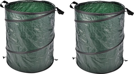 2x stuks pop-up tuinafvalzak - groen - 130 liter - afval - opruimen - vuilnis - tuinafval van Merkloos	