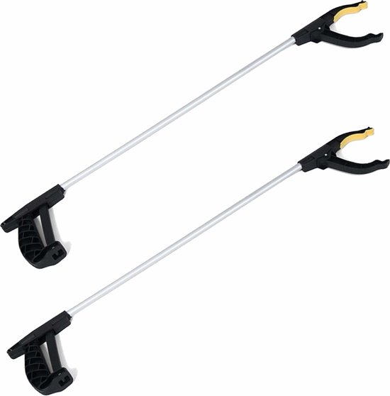 2x Stuks zwerfvuilgrijper/afvalgrijper zwart 76 cm van kunststof - Grijparmen - Vuilnisgrijpers van Merkloos	