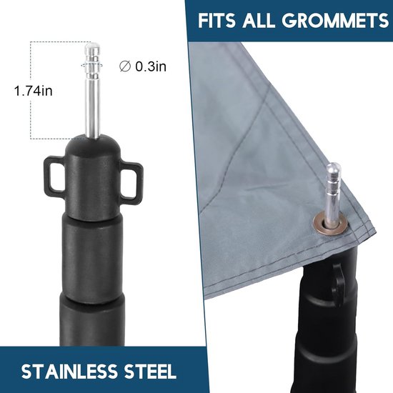 2x Telescoop Tentstokken Aluminium Verstelbaar 305 cm voor Zeil en Camping