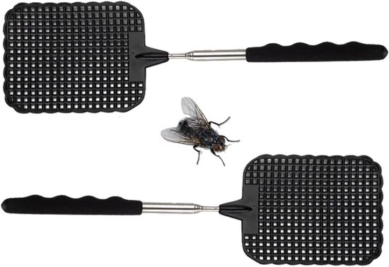 2x XXL Vliegenmepper met Uittrekbare Telescoopsteel tot 75 cm van Ribelli
