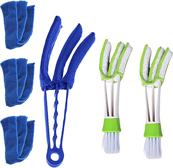 3 borstels voor het schoonmaken van rolluiken - en 3 verwisselbare schoonmaakdoeken - geschikt voor het reinigen van rolluiken - roosters - en radiatoren van Merkloos	