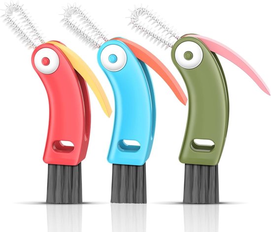 3-delige 3-in-1 reinigingsborstelset voor bekerdeksels: multifunctionele reinigingsborstelset voor krappe ruimtes, flesspleten en het reinigen van bekerdeksels.