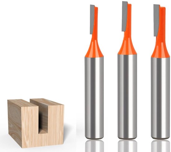 3-delige houtbewerkingsfrees - schachtfreesset met 8 mm schachtfrees - groefvorm - professioneel houtgereedschap (3 mm/4 mm/5 mm) van Merkloos	