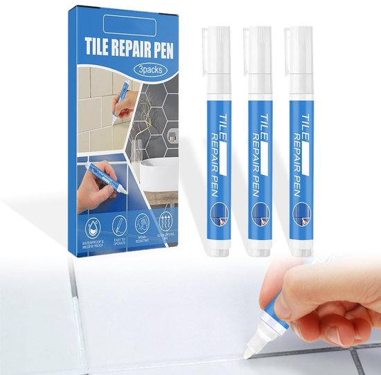 3-delige Kit voor het Repareren van Voegen, Witte Grout Pen, Waterdichte Marker voor Badkamer Tegels en Voegenherstel