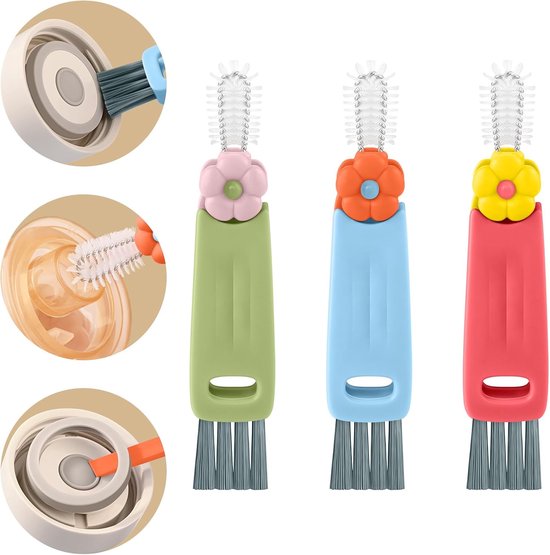 3-delige multifunctionele reinigingsborstel, 3-in-1 (rood/blauw/groen)