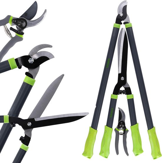 3-delige set bypass snoeischaren - vormsnoeien heggen bomen struiken - 67 cm takkenschaar, 52 cm heggenschaar, 19 cm wijnschaar van Kinzo Garden