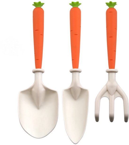 3 delige set - Combi Gereedschap - Tuingereedschap - Kleine tuingereedschapset voor kinderen - Oranje - kunststof - Plantenschep - Tuinschep