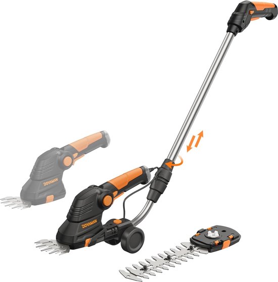 3-in-1 Accugrasschaar met Verlengstang en Wielen - 80 minuten Oplaadtijd, Ergonomische Handgreep, Ideaal voor Tuintaken van MOA