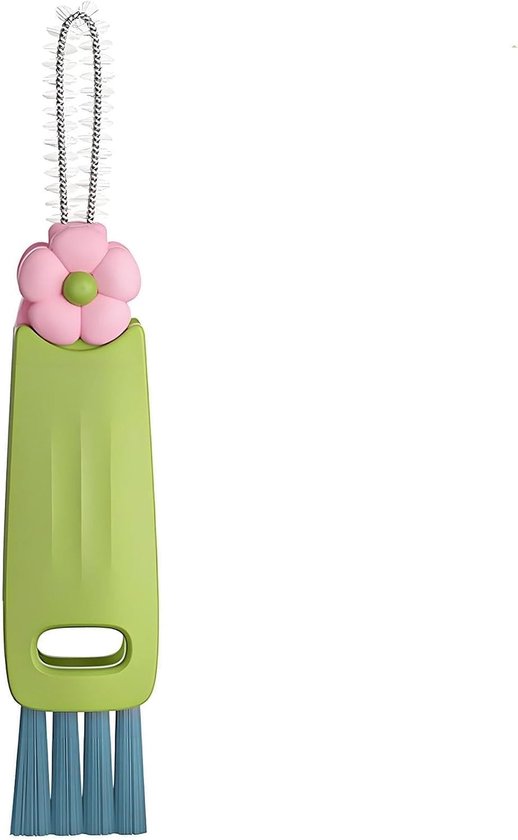 3-in-1 bekerdeksel, reinigingsborstel, flessendekselborstel, bekerdeksel, reinigingsborstel, multifunctionele reinigingsborstel, voor verschillende kopjes en flessen, groen