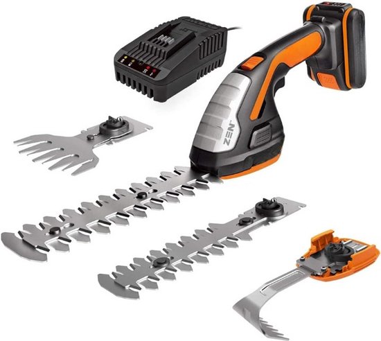 3-in-1 Elektrische Heggenschaar - Struikschaar - Accu Grastrimmer - Buxusschaar - met 3 Opzetstukken - 2000mAh Accu - Oplader - 36W - 28 x 14.5 x 9.5 cm - Zwart & Oranje