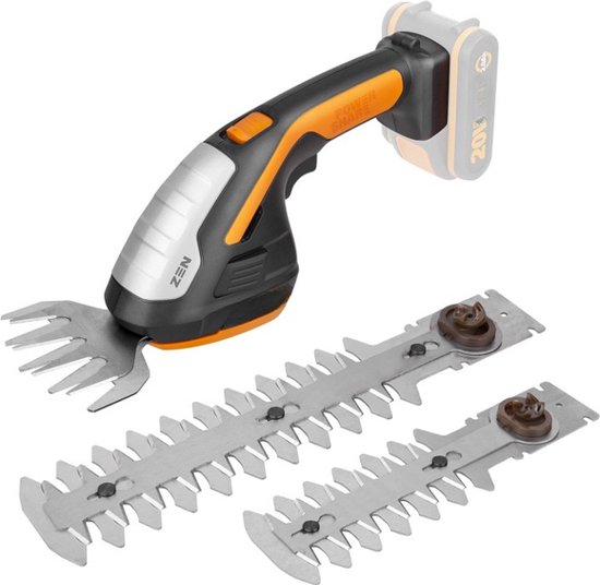 3-in-1 Elektrische Heggenschaar - Struikschaar - Accu Grastrimmer - Buxusschaar - met 3 Opzetstukken - Zonder Accu & Oplader - 36W - 28 x 14.5 x 9.5 cm - Zwart & Oranje