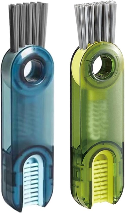 3-in-1 multifunctionele reinigingsborstel, 2 stuks reinigingsborstels, waterflessen en bekerdeksels voor kleine ruimtes voor grondige en efficiënte reiniging