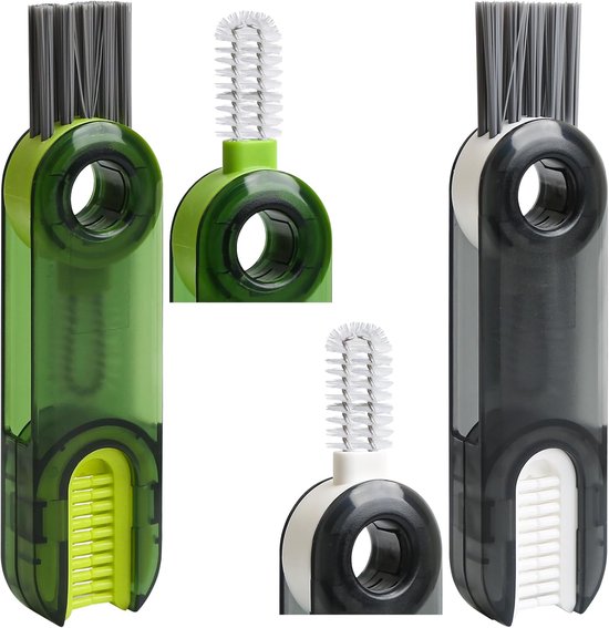 3-in-1 multifunctionele reinigingsborstel, spleetreinigingsborstel voor waterflessen, waterflessen, reinigingsborstel, dekselspleten, reinigingsborstel voor kopjes en flessen