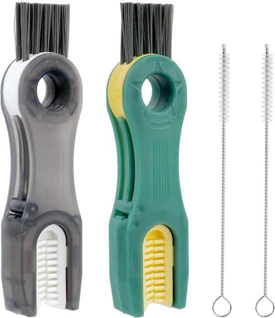 3-in-1 reinigingsborstel voor bekerdeksel, voegenborstel, bekerdeksel, reinigingsborstelset, rietjesborstel, draagbare reinigingsborstel, met 2 rietjesreinigingsborstels