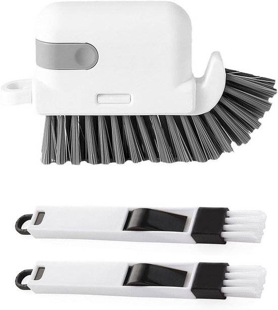 3-in-1 Schoonmaakborstel Set, 2 Stuks Voegenborstel, Multifunctionele Raamborstel en Groefborstel voor Efficiënt Schoonmaken van Merkloos	