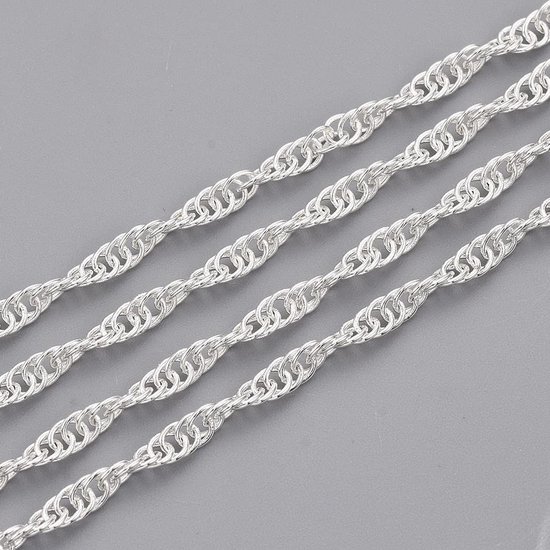 3 meter schakels ketting ronde ring ketting, 2mm, sieraden ketting metergoed voor het maken van kettingen armband DIY knutselen (zilver)