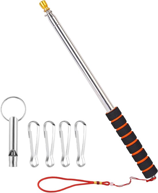 3 Meter Telescopische Vlaggenmast van RVS met Clip en Antislip Handvat voor Camping en Gidsen van Merkloos	