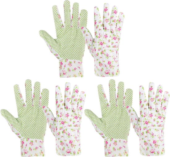 3 paar - Tuinhandschoenen - Tuinhandschoenen voor dames - Antislip tuinhandschoenen - 22.5*10cm - Kleurrijk - Polyester-katoen, PVC - Doornbestendig - Tuinhandschoenen voor bloemen - Geschikt voor Tuinieren, Schoonmaken en Vissen van Merkloos	