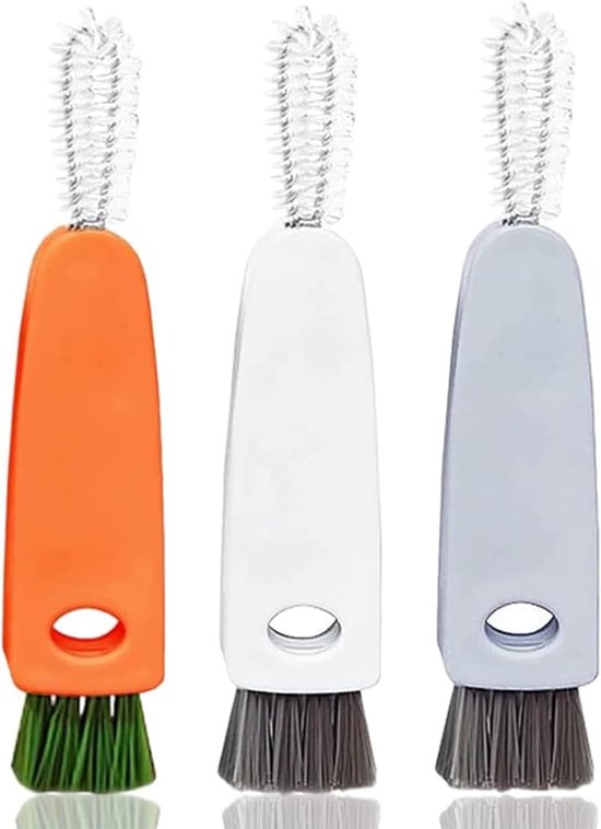 3 Pack 3-in-1 Cleaning Brush - Kleine - Draagbare Cupdeksel Cleaner met Borstel voor het Schoonmaken van Dekselnaden en Bekers van Merkloos	
