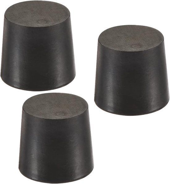 3 Pack Rubber Stoppers - Tapered Plugs met Hoge Temperatuur Weerstand - Beschermende Gaten voor Laboratoriumindustrie (Zwart, 24mm tot 28mm) van Merkloos	
