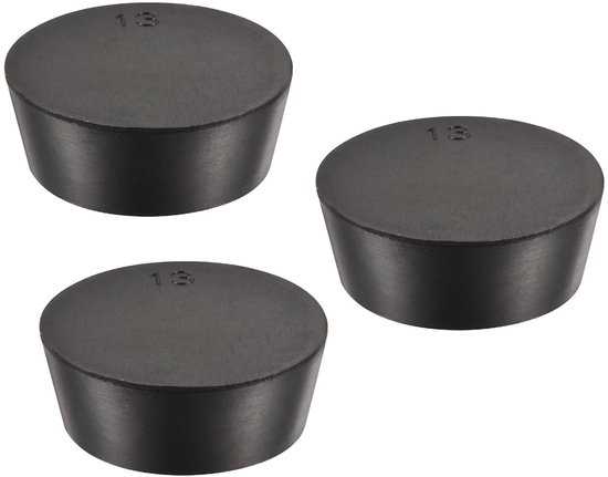 3 Pack Rubber Stoppers - Tapered Plugs met Hoge Temperatuurweerstand - Beschermende Gaten, Ideaal voor Laboratorium Industrie (Zwart, 58mm tot 68mm) van Merkloos	