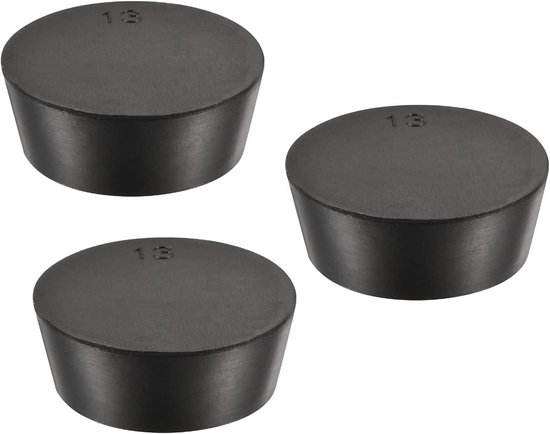 3 Pack Rubber Stoppers - Tapered Plugs met Hoge Temperatuurweerstand - Beschermende Gaten, Ideaal voor Laboratorium Industrie (Zwart, 58mm tot 68mm) van Merkloos	
