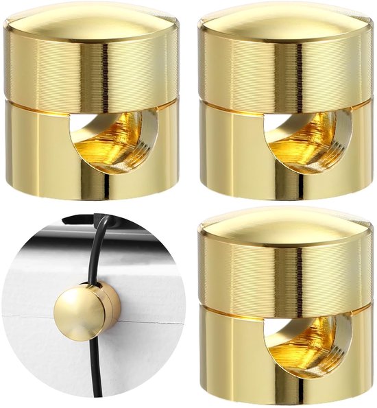 3 Pcs Aluminum Monkey Swing Lights - Gold Ceiling Pins voor Lampen - Gold Cable Holder - Wall Cable Holder met Schroeven en Plugs voor Textile Cable - Thuis, Kantoor, Auto van Merkloos	