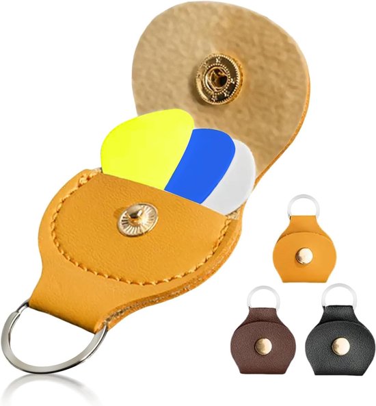 3 Pcs Faux Leather Guitar Pick Holder - Keychain - Multicolor - Guitar Player Case - Pick Keychain - Holder - Bag van Merkloos	