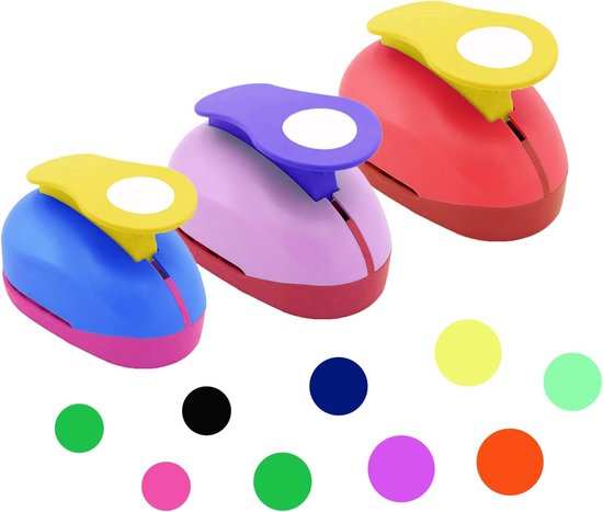 3 Pcs Hole Punchers - Motif Punching - Round Paper Punching Set - Punch Motif Hole Punch voor Scrapbooking, Crafting, Fotos, Wenskaarten (8, 16, 25mm) van Merkloos	
