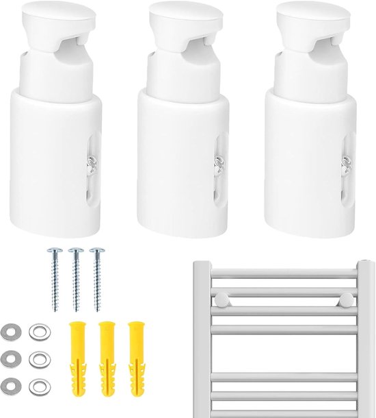 3 Pcs Radiator Holders - Verstelbare Houder voor Badkamer Radiatoren - Wandmontage - Radiator Console - Badkamer Radiator Bevestiging voor Rechte of Gebogen Badkamer Radiatoren van Ventanara