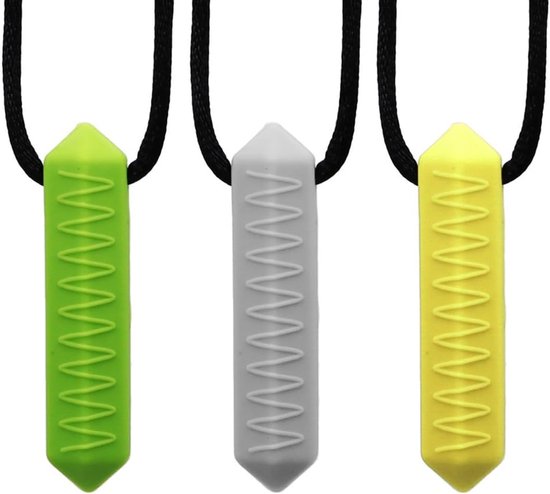 3 Pcs Sensory Pastel Chew Necklace - Beste Tools voor Autisme - Duurzame en Sterke Siliconen Kauwspeelgoed - Hangers voor Jongens en Meisjes van Merkloos	