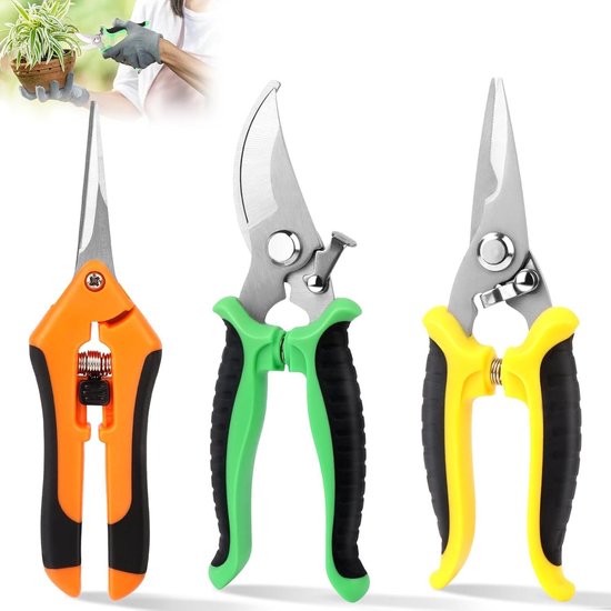 3-Piece Gardena Stainless Steel Pruning Shears for Branches and Gardening Hand Scissors