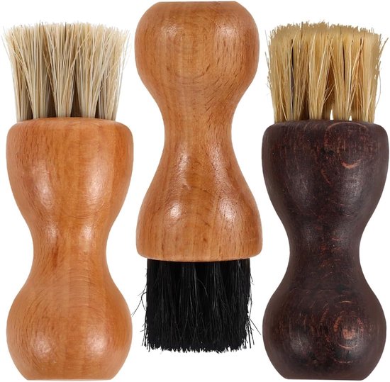 3-piece set beech bristles - cleaning brush - schoenen - schoenwas - laarzen - schoenenborstel - schoenenborstel voor het polijsten van schoenen van Merkloos	