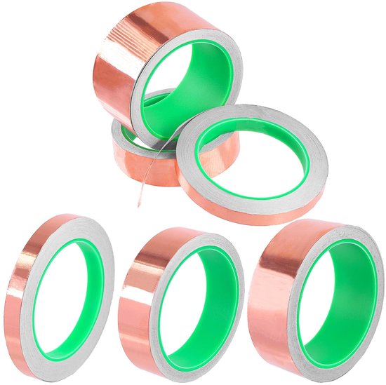 3 Rolls Copper Tape met Conductieve Lijm - 3-Sizes Dubbelzijdige Koperfolie Tape voor Elektrische Reparatie en Geel Glas (1/2inch x 66ft - 1inch x 33ft - 2inch x 33ft) van Merkloos	