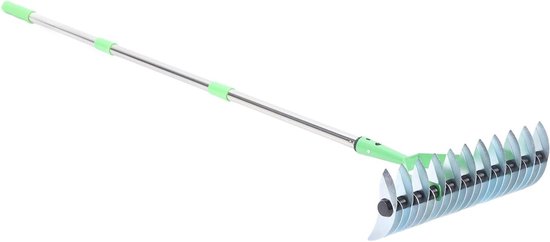 3-secties RVS 12.8 Inch Breed Scharrier Hark voor het Verwijderen van Dood Gras, Ergonomische Handgreep, Eenvoudig Te Monteren, Tuinonderhoud en Grondverbetering