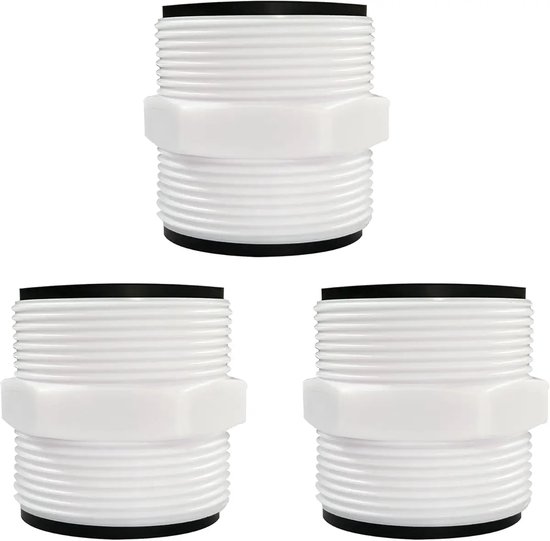 3 slangverlengstukken voor Geschikt voor Intex & Coleman opblaasbare zwembaden, connectorvervanger, geschikt voor filterpompen, met schroefslangverbinding, 1,5 tot 1,5 inch (ongeveer 3,8 tot 3,8 cm) afvoeraansluiting verlenger